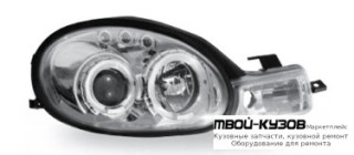 ФАРА +УКАЗ.ПОВОРОТА ЛЕВАЯ + ПРАВАЯ (КОМПЛЕКТ) ТЮНИНГ ЛИНЗОВАННАЯ С СВЕТЯЩИЙСЯ ОБОДК (JUNYAN) ВНУТРИ ХРОМ для Dodge NEON (2000-)