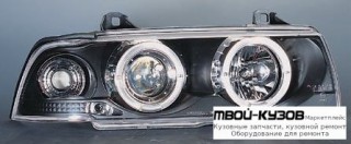 ФАРА +УКАЗ.ПОВОРОТА ЛЕВАЯ + ПРАВАЯ (КОМПЛЕКТ) ТЮНИНГ (СЕДАН) (compact) С 2 СВЕТЯЩИЙСЯ ОБОДК , ЛИТОЙ УКАЗАТЕЛЬ ПОВОРОТА (SONAR) ВНУТРИ ЧЁРНЫЙ для BMW E36 (12.1990 - 01.2000)