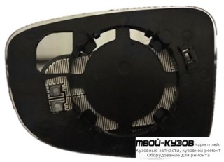 СТЕКЛО ЗЕРКАЛА ПРАВАЯ СТОРОНА С ПОДОГРЕВОМ (CONVEX) ГРУНТ (ТАЙВАНЬ) для Mazda 3 (2013-), Mazda 6 (2013-)