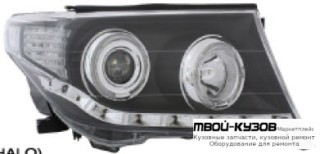 ФАРА ЛЕВАЯ + ПРАВАЯ (КОМПЛЕКТ) ТЮНИНГ ЛИНЗОВАННАЯ (DEVIL EYES) С СВЕТЯЩИЙСЯ ОБОДК (EAGLE EYES) ВНУТРИ ЧЁРНЫЙ для Toyota LANDCRUISER 200 (2008-2011)
