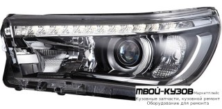 ФАРА ЛЕВАЯ СТОРОНА ЛИНЗОВАННАЯ , П/ КОРРЕКТОР , ДИОД , ВНУТРИ ЧЁРНЫЙ (DEPO) для Toyota HILUX (2015-)