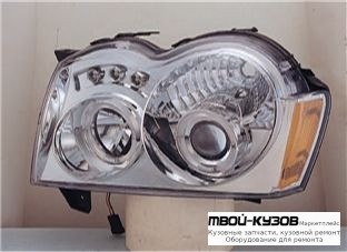 ФАРА ЛЕВАЯ + ПРАВАЯ (КОМПЛЕКТ) ТЮНИНГ ЛИНЗОВАННАЯ С СВЕТЯЩИЙСЯ ОБОДК (SONAR) ВНУТРИ ХРОМ для Jeep GRAND CHEROKEE (2005-2009)