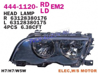 ФАРА правая С МОТОРЧИКОМ чёрный отражатель  - для BMW E46