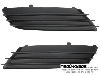 РЕШЕТКА БАМПЕРА ПЕРЕДНИЙ ЛЕВАЯ + ПРАВАЯ (КОМПЛЕКТ) БЕЗ ОТВЕРСТИЙ ПОД ПРОТИВОТУМАННЫЕ ФАРЫ (5 ДВ) (ИТАЛИЯ) для Opel ASTRA H (06.2004-)