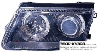 ФАРА +УКАЗ.ПОВОРОТА ЛЕВАЯ + ПРАВАЯ (КОМПЛЕКТ) ТЮНИНГ ЛИНЗОВАННАЯ С 2 СВЕТЯЩИЙСЯ ОБОДК ПОД КОРРЕКТОР ВНУТРИ (DEPO) ЧЁРНЫЙ для Volkswagen PASSAT B5 (11.1996 - 09.2000)