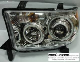 ФАРА ЛЕВАЯ + ПРАВАЯ (КОМПЛЕКТ) ТЮНИНГ ЛИНЗОВАННАЯ С СВЕТЯЩИЙСЯ ОБОДК , ДИОД (EAGLE EYES) ВНУТРИ ХРОМ для Toyota SEQUOIA / TUNDRA (2007-2011)