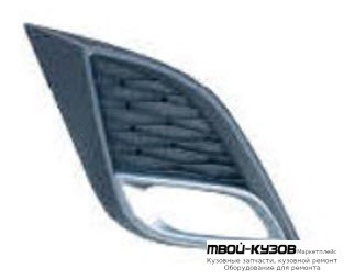 РЕШЕТКА БАМПЕРА ПЕРЕДНИЙ ПРАВАЯ СТОРОНА С ОТВЕРСТИЯМИ ПОД ПРОТИВОТУМАННЫЕ ФАРЫ ХРОМ (КИТАЙ) для Mazda 3 (2009-)