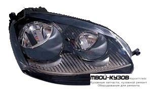 ФАРА ПРАВАЯ СТОРОНА С КОРРЕКТОР ВНУТРИ (DEPO) ЧЁРНЫЙ для Volkswagen GOLF V (10.2003-)