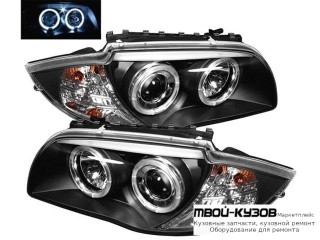 ФАРА ЛЕВАЯ + ПРАВАЯ (КОМПЛЕКТ) ТЮНИНГ ЛИНЗОВАННАЯ С 2 СВЕТЯЩИЙСЯ ОБОДК (SONAR) ВНУТРИ ЧЁРНЫЙ для BMW E87 (2003-)