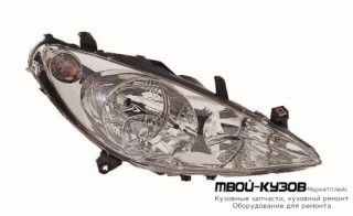 ФАРА ПРАВАЯ СТОРОНА С ПРОТИВОТУМ С КОРРЕКТОР (DEPO) для Peugeot 307 (08.2001-)