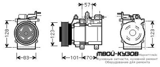 КОМПРЕССОР КОНДИЦИОНЕРА 2.7 (бензин) (см.каталог) (AVA) для Hyundai TUCSON (04.2004-), KIA SPORTAGE (08.2004-)