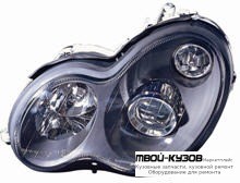 ФАРА ЛЕВАЯ + ПРАВАЯ (КОМПЛЕКТ) ТЮНИНГ ДИЗАЙН (Е КЛАСС 2003) ЛИНЗОВАННАЯ ВНУТРИ (DEPO) ЧЁРНЫЙ для Mercedes W203 (07.2000-)