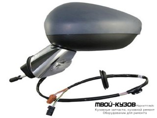 ЗЕРКАЛО ЛЕВАЯ СТОРОНА ЭЛЕКТР С ПОДОГРЕВОМ , АВТОСКЛАДЫВ ХРОМ КРОНШТЕЙН (CONVEX) ГРУНТ (ТАЙВАНЬ) для Citroen C3 (2009-) / DS3 (2010-)