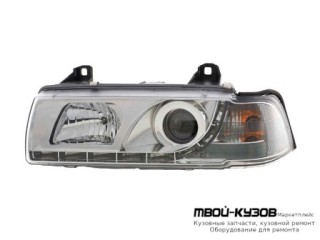 ФАРА ЛЕВАЯ + ПРАВАЯ (КОМПЛЕКТ) ТЮНИНГ ПРОЗРАЧНЫЙ ДИОД С СВЕТЯЩИЙСЯ ОБОДК ЛИТОЙ УКАЗАТЕЛЬ ПОВОРОТА (SONAR) (СЕДАН) ВНУТРИ ХРОМ для BMW E36 (12.1990 - 01.2000)