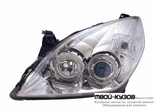 ФАРА ЛЕВАЯ + ПРАВАЯ (КОМПЛЕКТ) ПОД КОРРЕКТОР ЛИНЗОВАННАЯ С 2 СВЕТЯЩИЙСЯ ОБОДК ВНУТРИ (DEPO) ХРОМ для Opel VECTRA С (04.2002-) SIGNUM (2003-)