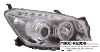 ФАРА ЛЕВАЯ + ПРАВАЯ (КОМПЛЕКТ) ТЮНИНГ С СВЕТЯЩИЙСЯ ОБОДК , ДИОД (EAGLE EYES) ВНУТРИ ХРОМ для Toyota RAV4 (2006-)