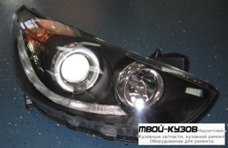 ФАРА ЛЕВАЯ + ПРАВАЯ (КОМПЛЕКТ) ТЮНИНГ ЛИНЗОВАННАЯ (DEVIL EYES) С СВЕТЯЩИЙСЯ ОБОДК С КОРРЕКТОР (EAGLE EYES) ВНУТРИ ЧЁРНЫЙ для Hyundai SOLARIS (2011-)