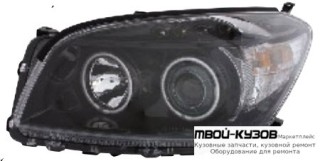 ФАРА ЛЕВАЯ + ПРАВАЯ (КОМПЛЕКТ) ТЮНИНГ С СВЕТЯЩИЙСЯ ОБОДК , ДИОД (EAGLE EYES) ВНУТРИ ЧЁРНЫЙ для Toyota RAV4 (2006-)