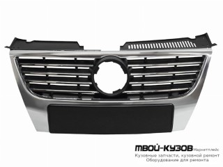 РЕШЕТКА РАДИАТОРА ХРОМ С МОЛДИНГ БЕЗ ОТВ ПОД ДАТЧИКИ (КИТАЙ) для Volkswagen PASSAT B6 (06.2005-)