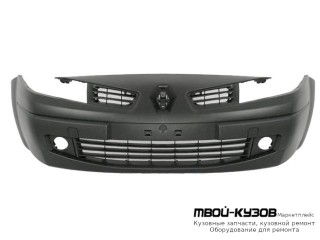 БАМПЕР ПЕРЕДНИЙ В СБОРЕ С РЕШЕТК С ОТВЕРСТИЯМИ ПОД ПРОТИВОТУМАННЫЕ ФАРЫ БЕЗ УСИЛИТ ГРУНТ (ТАЙВАНЬ) для Renault MEGANE (2003-2007)