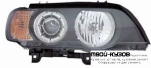 ФАРА ЛЕВАЯ + ПРАВАЯ (КОМПЛЕКТ) ТЮНИНГ С ДИОД СВЕТЯЩИЙСЯ ОБОДК , КОРРЕКТОР , ЛИНЗОВАННАЯ ВНУТРИ (DEPO) ЧЁРНЫЙ для BMW E53 X5 (1999-2004.2004 - 2006)