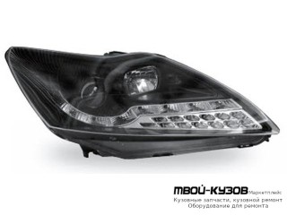 ФАРА ЛЕВАЯ + ПРАВАЯ (КОМПЛЕКТ) ТЮНИНГ ЛИНЗОВАННАЯ С ДИОД УКАЗАТЕЛЬ ПОВОРОТА (JUNYAN) ВНУТРИ ЧЁРНЫЙ для Ford FOCUS (2008-2010)