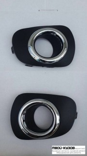 РЕШЕТКА БАМПЕРА ПЕРЕДНИЙ ЛЕВАЯ + ПРАВАЯ (КОМПЛЕКТ) С ОТВЕРСТИЯМИ ПОД ПРОТИВОТУМАННЫЕ ФАРЫ (КИТАЙ) для Mitsubishi PAJERO SPORT (2009-)