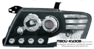 ФАРА ЛЕВАЯ + ПРАВАЯ (КОМПЛЕКТ) ТЮНИНГ ЛИНЗОВАННАЯ С СВЕТЯЩИЙСЯ ОБОДК (EAGLE EYES) ВНУТРИ ЧЁРНЫЙ-ХРОМ для Mitsubishi PAJERO / MONTERO (2000-2002) (2003-)