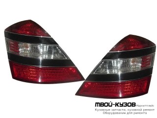 ФОНАРЬ ЗАДНИЙ ВНЕШНИЙ ЛЕВАЯ + ПРАВАЯ (КОМПЛЕКТ) ТЮНИНГ ДИОД С ЧЁРНЫЙ ПОЛОСК (EAGLE EYES) КРАСНЫЙ-БЕЛ для Mercedes W221 (10.2005-)