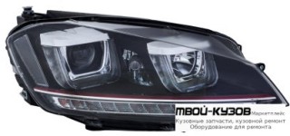 ФАРА ЛЕВАЯ + ПРАВАЯ (КОМПЛЕКТ) ТЮНИНГ ЛИНЗОВАННАЯ С "БЕГУЩИЙ" УКАЗАТЕЛЬ ПОВОРОТА (EAGLE EYES) , ВНУТРИ ЧЁРНЫЙ для Volkswagen GOLF VII (2012-)