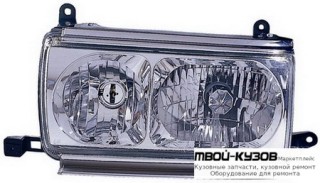 ФАРА ЛЕВАЯ + ПРАВАЯ (КОМПЛЕКТ) (DEPO) ТЮНИНГ ПРОЗРАЧНЫЙ ХРУСТАЛ С МОЛДИНГ ХРОМ для Toyota LANDCRUISER 80 (01.1990 - 01.1998)