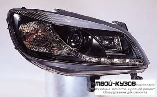 ФАРА ЛЕВАЯ + ПРАВАЯ (КОМПЛЕКТ) ТЮНИНГ ЛИНЗОВАННАЯ (DEVIL EYES) +/- ПОД КОРРЕКТОР (SONAR) ВНУТРИ ЧЁРНЫЙ для Opel ZAFIRA (04.1999 - 06.2004)