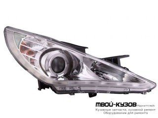 ФАРА ЛЕВАЯ + ПРАВАЯ (КОМПЛЕКТ) ТЮНИНГ (DEVIL EYES) ЛИНЗОВАННАЯ С СВЕТЯЩИЙСЯ ОБОДК ПОД КОРРЕКТОР (EAGLE EYES) ВНУТРИ ХРОМ для Hyundai SONATA (2010-)