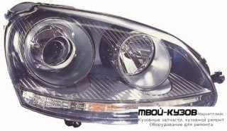 ФАРА ПРАВАЯ СТОРОНА ЛИНЗОВАННАЯ (КСЕНОН) С КОРРЕКТОР (DEPO) для Volkswagen GOLF V (10.2003-)