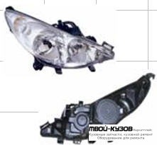 ФАРА ПРАВАЯ СТОРОНА БЕЗ ПРОТИВОТУМ С КОРРЕКТОР (DEPO) для Peugeot 207 (2005-)