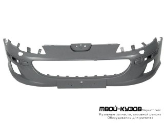 БАМПЕР ПЕРЕДНИЙ С ОТВЕРСТИЯМИ ПОД ОМЫВАТЕЛЬ ФАР ГРУНТ (ТАЙВАНЬ) для Peugeot 407 (2004-)