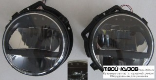ФАРА ЛЕВАЯ + ПРАВАЯ (КОМПЛЕКТ) ТЮНИНГ С СВЕТОДИОДН. МОДУЛЕМ БЛИЖН СВЕТА И ДАЛЬН СВЕТА ВНУТРИ ЧЁРНЫЙ (SONAR) для Mercedes W463 (1992-) GELENDEWAGEN