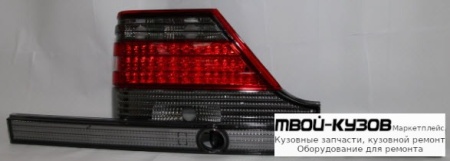 ФОНАРЬ ЗАДНИЙ ВНЕШНИЙ ЛЕВАЯ + ПРАВАЯ (КОМПЛЕКТ) ТЮНИНГ С ДИОД , ЦЕНТР МОЛДИНГ ХРУСТАЛ (EAGLE EYES) КРАСНЫЙ-ТОНИР для Mercedes W140 SEDAN (05.1993 - 10.1998)