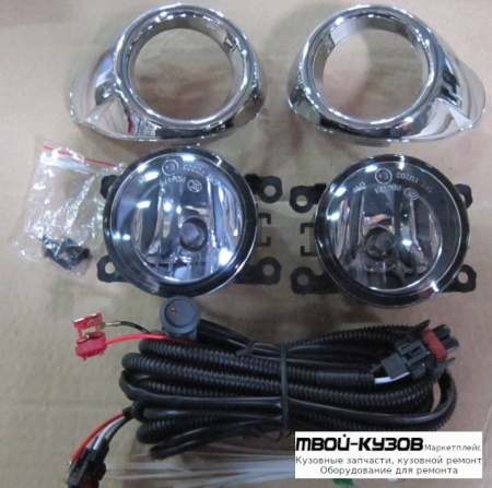 ФАРА ПРОТИВОТУМАННАЯ ЛЕВАЯ + ПРАВАЯ (КОМПЛЕКТ) С ПРОВОДК , КНОПКОЙ , РЕШЕТК БАМПЕРА ХРОМ (КИТАЙ) для Ford FOCUS (2011-2014)