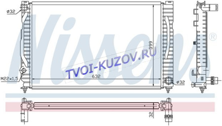 РАДИАТОР 632x398 2.4/2.6/2.8 +/-A/C -96  - для AUDI A4