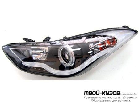 ФАРА ЛЕВАЯ + ПРАВАЯ (КОМПЛЕКТ) ТЮНИНГ ЛИНЗОВАННАЯ С СВЕТЯЩ.СЕКЦИЯМИ +/- ПОД КОРРЕКТОР (EAGLE EYES) ВНУТРИ ЧЁРНЫЙ для Hyundai ELANTRA / AVANTE (2010-)