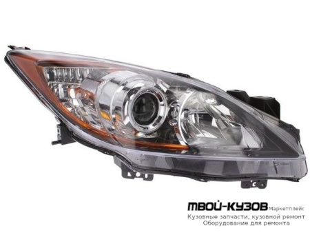 ФАРА ПРАВАЯ СТОРОНА ПОД КОРРЕКТОР ЛИНЗОВАННАЯ ВНУТРИ ЧЁРНЫЙ (КИТАЙ) для Mazda 3 (2009-)