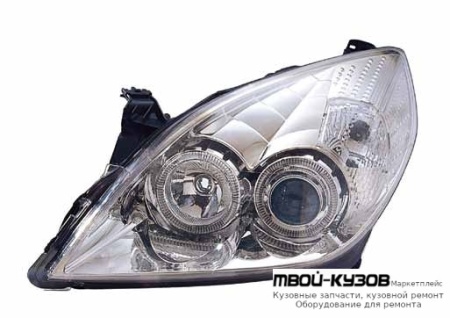 ФАРА ЛЕВАЯ + ПРАВАЯ (КОМПЛЕКТ) ПОД КОРРЕКТОР ЛИНЗОВАННАЯ С 2 СВЕТЯЩИЙСЯ ОБОДК ВНУТРИ (DEPO) ХРОМ для Opel VECTRA С (04.2002-) SIGNUM (2003-)