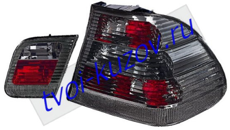 E46 ФОНАРЬ задний внешний вместе с внутренним лев. и прав. (КОМПЛЕКТ) (СЕДАН) ТЮНИНГОВАН. прозрачн. хрустальн. тонированный