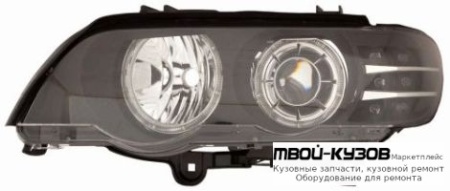 ФАРА ЛЕВАЯ + ПРАВАЯ (КОМПЛЕКТ) ТЮНИНГ (КСЕНОН) С ДИОД УКАЗАТЕЛЬ ПОВОРОТА , СВЕТЯЩИЙСЯ ОБОДК , КОРРЕКТОР , ЛИНЗОВАННАЯ ВНУТРИ (DEPO) ЧЁРНЫЙ для BMW E53 X5 (1999-2004.2004 - 2006)