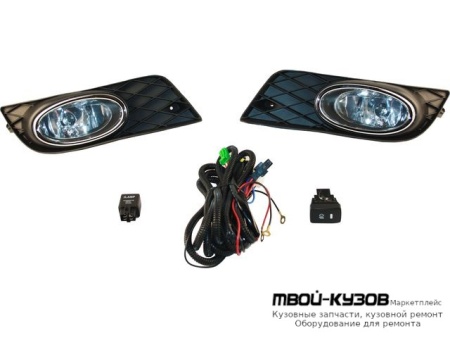 ФАРА ПРОТИВОТУМАННАЯ ЛЕВАЯ + ПРАВАЯ (КОМПЛЕКТ) С ПРОВОДК , КНОПКОЙ , РЕШЕТК БАМПЕРА ХРОМ для Honda CIVIC (2012-) СЕДАН