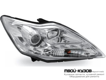 ФАРА ЛЕВАЯ + ПРАВАЯ (КОМПЛЕКТ) ТЮНИНГ ЛИНЗОВАННАЯ (DEVIL EYES) , КОРРЕКТОР (JUNYAN) ВНУТРИ ХРОМ для Ford FOCUS (2008-2010)