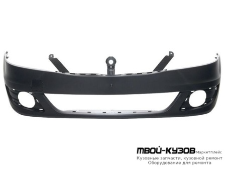 БАМПЕР ПЕРЕДНИЙ С ОТВЕРСТИЯМИ ПОД ПРОТИВОТУМАННЫЕ ФАРЫ ЧЁРНЫЙ (ТАЙВАНЬ) для Renault LOGAN (2005-2014)