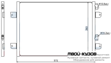 LOGAN {SANDERO 08-/MEGANE 03-/DUSTER 10-/LARGUS 12-/ALME 13-См ФОТО} КОНДЕНСАТОР КОНДИЦИОНЕРА БЕЗ ОСУШИТ. (Valeo) для Renault DUSTER (2010-), Renault LOGAN (2005-2014), Renault MEGANE (2003-2007), Renault SANDERO (2008-), Автоваз LADA LARGUS (2012-), Niss
