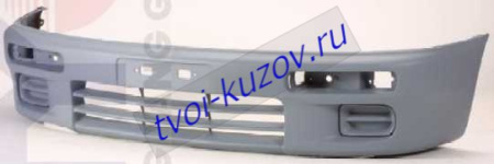 323 БАМПЕР передний без отверстий под противотуманки (4 дв) загрунтов. (под покраску)